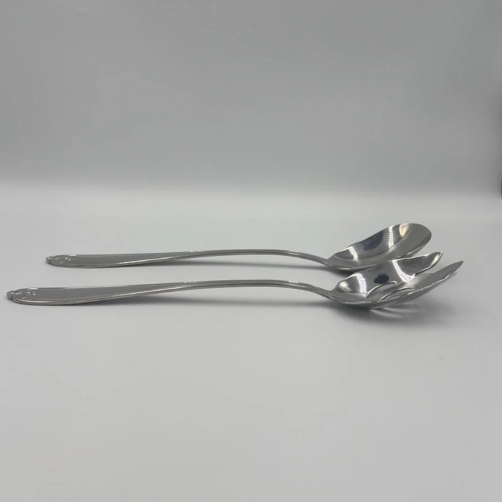 Reed & Barton “Ribbon Crest” Stainless Steel 2pc Salad/Serving Set